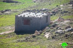 Israeli Occupation Forces ravage agricultural land and demolish a room in the Hebron village of Al-Deirat