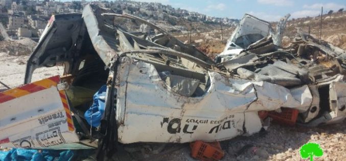 The Israeli occupation municipality demolishes a tent and ravages agricultural land in Sur Baher village in Jerusalem
