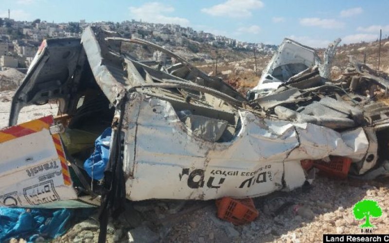 The Israeli occupation municipality demolishes a tent and ravages agricultural land in Sur Baher village in Jerusalem