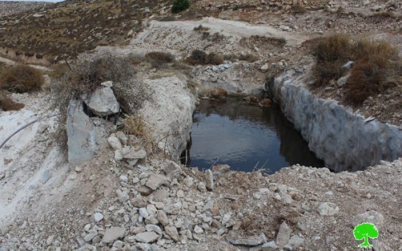 Ravaging 10 dunums, uprooting trees and demolishing water pool in Hebron town of Dura