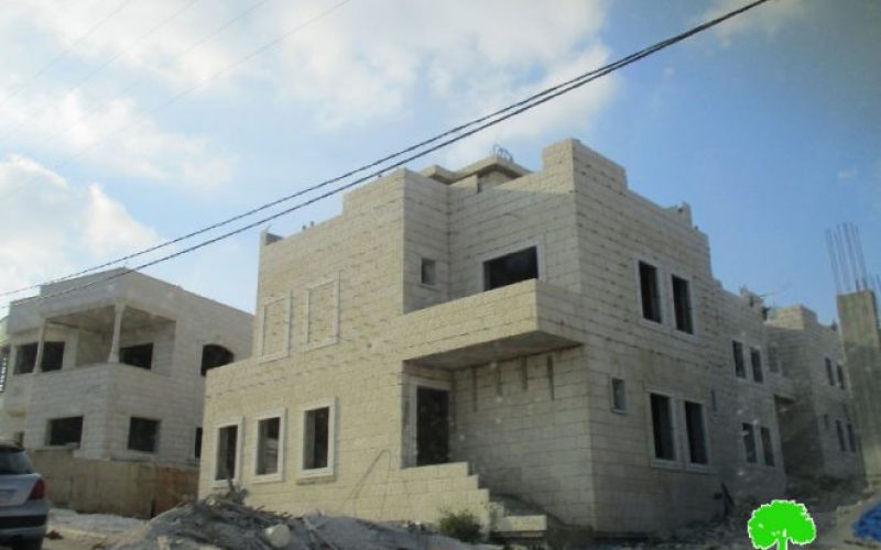 Stop-work order on under-construction residence in Nablus city