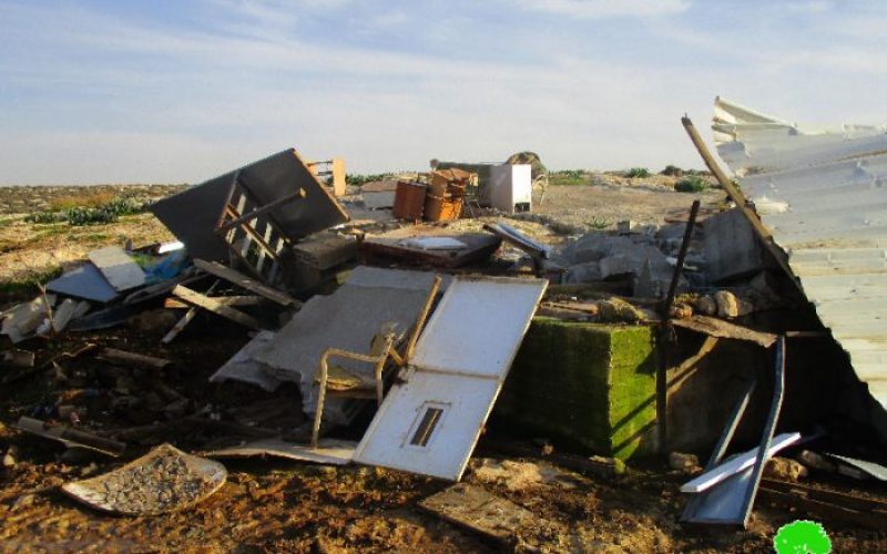 Israeli Occupation Forces demolish structures in Khirbet Al-Tuwayyel in Nablus governorate