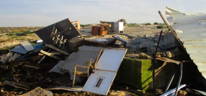 Israeli Occupation Forces demolish structures in Khirbet Al-Tuwayyel in Nablus governorate