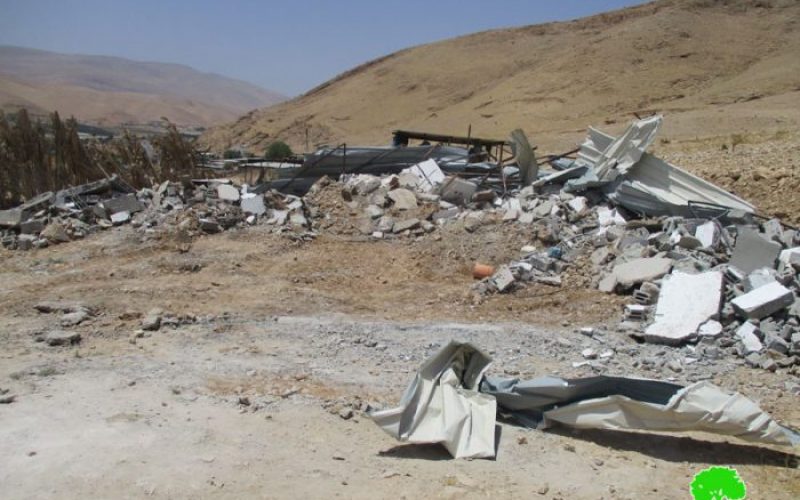 Israeli Occupation Forces demolish structures in village Jericho of Al-Jiftlik