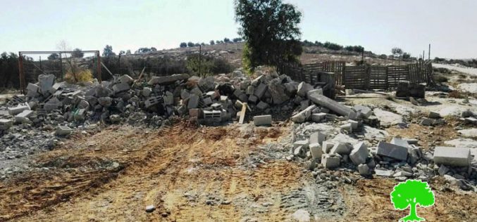 Israel’s Occupation Forces  demolish agricultural room in the Hebron city of Yatta