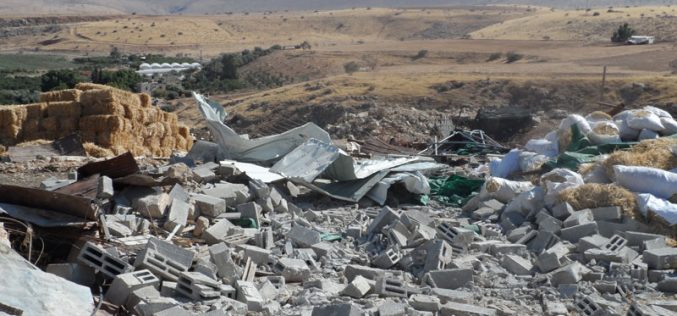 Israel’s Occupation Forces  demolish three residences in Mid Jordan Valley