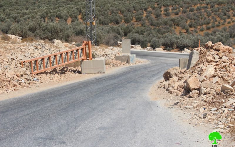The Israeli Occupation Forces set up iron gate on the southern entrance to the village of Marah Rabah in Bethlehem Governorate