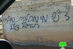 خط شعارات تحريضية على جدران المنازل في قرية النبي صالح محافظة رام الله