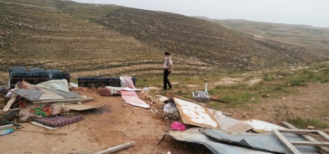 هدم ومصادرة خيمة في خلة الضبع شرق يطا / محافظة الخليل