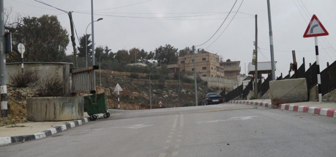 The Israeli Occupation Forces seal off the entrance of Sinjil village