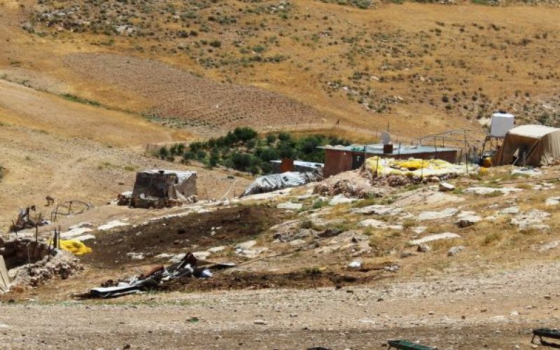 Israeli Occupation Forces demolish residential and agricultural structures in the Masafer Yatta village of Al-Halawah