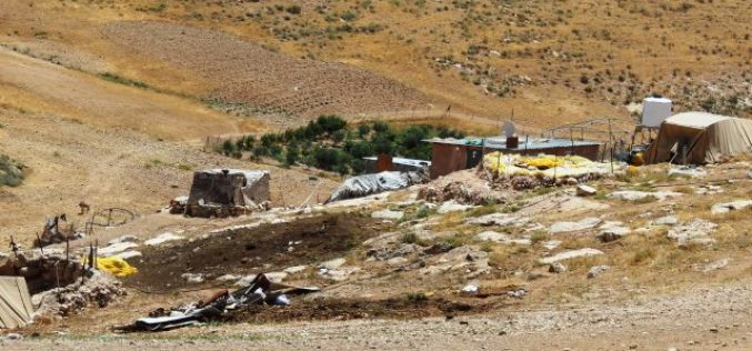 Israeli Occupation Forces demolish residential and agricultural structures in the Masafer Yatta village of Al-Halawah