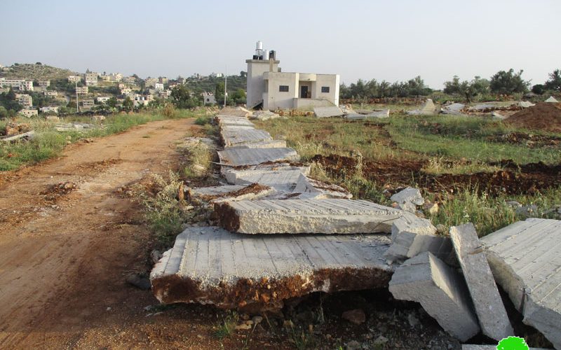 Israeli Occupation Forces ravage lands and demolish structures in the Ramallah village of Shuqba