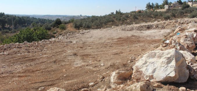 Israeli occupation orders to stop the work in a land /  Wad Al-Shajneh