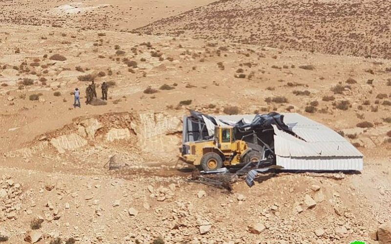 Demolition of  an agricultural facility in At-Tuba- east Yutta- Hebron governorate