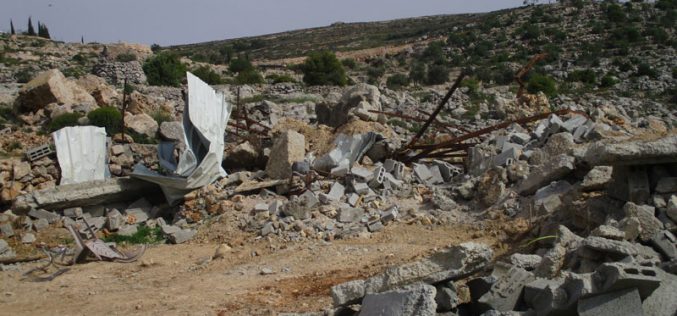 Demolition of an agricultural Barracks in Kafr Malik town / Ramallah governorate
