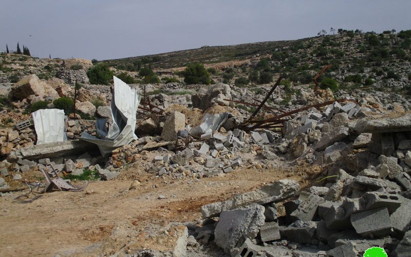 Demolition of an agricultural Barracks in Kafr Malik town / Ramallah governorate