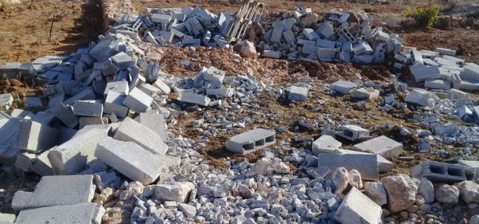 Demolition of an agricultural room in Khallet Al-Furn/ Hebron governorate
