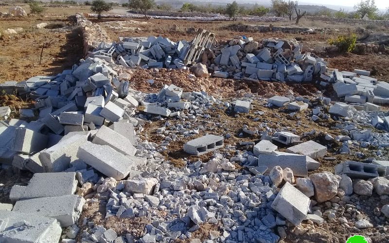 Demolition of an agricultural room in Khallet Al-Furn/ Hebron governorate