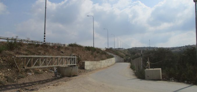 إقامة بوابة حديدية جديدة على الطريق الرابط بين قريتي جيوس والنبي الياس شرق قلقيلية