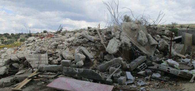 The Israeli occupation demolish structures in An-Nabi Elyas village / Qalqilya