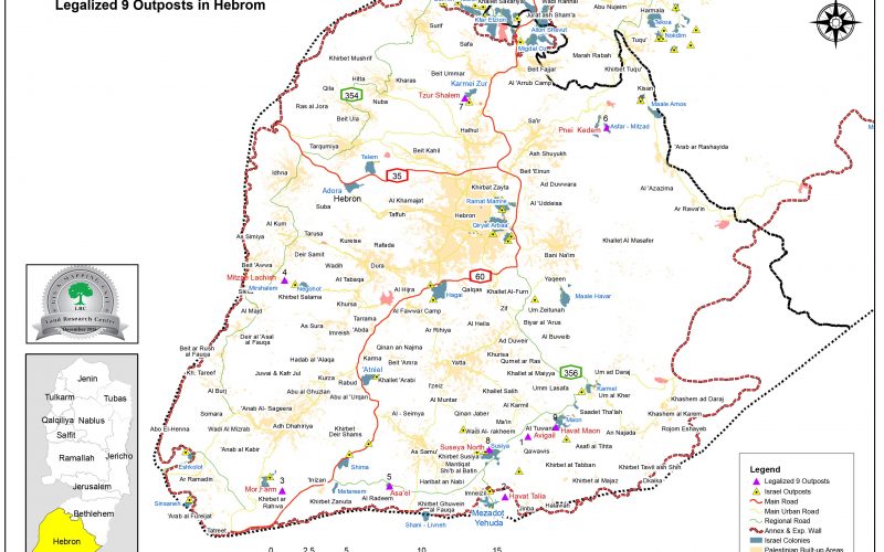 The Israeli occupation to legalize (9) outposts in Hebron governorate