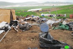 The occupation demolishes Palestinian structures in Khirbet Ar-Ras Al-Ahmar / Tubas governorate