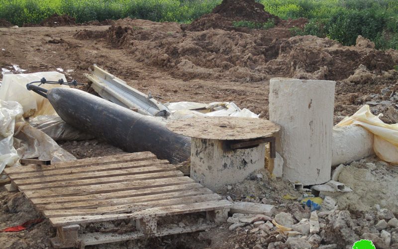The occupation forces destroy an artesian well in Sahel Al-Bikai’a / Tubas governorate