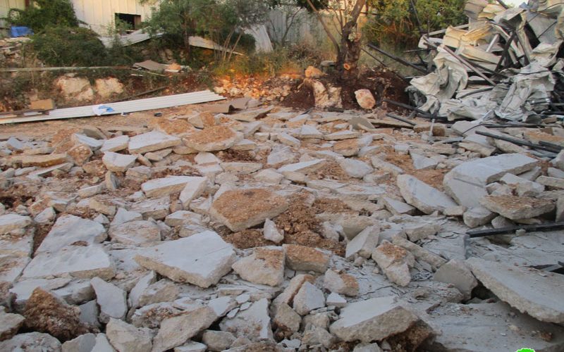 The Israeli occupation forces demolish a facility in Haris village / Salfit governorate