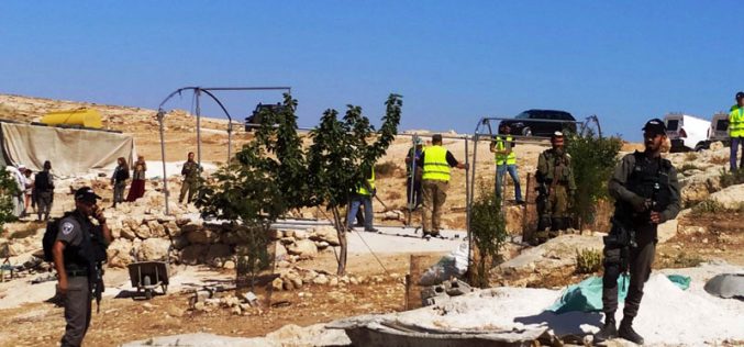 الاحتلال يهدم ويصادر خيمة في قرية المفقرة شرق يطا / محافظة الخليل