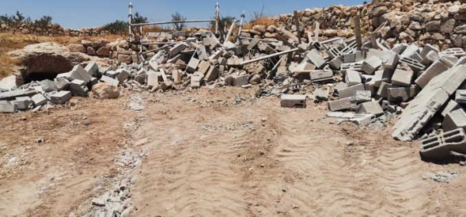 IOF Demolish an Agricultural Room in Al-Buweib – East Yatta/ Hebron Governorate