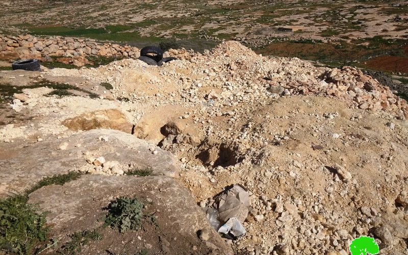 The Occupation Force a Farmer to Dump a Cistern in “Umm Near” /Hebron Governorate