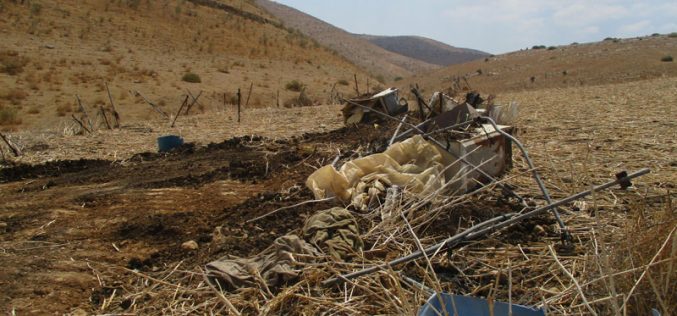 IOF Demolish a Residence and Agricultural Facilities in Khirbet Al-Faw/ Tubas Governorate