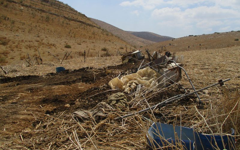 IOF Demolish a Residence and Agricultural Facilities in Khirbet Al-Faw/ Tubas Governorate