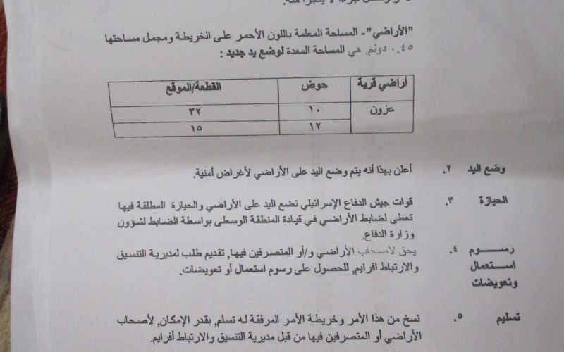 IOF lay hands on a plot in ‘Azzun / Qalqilya governorate