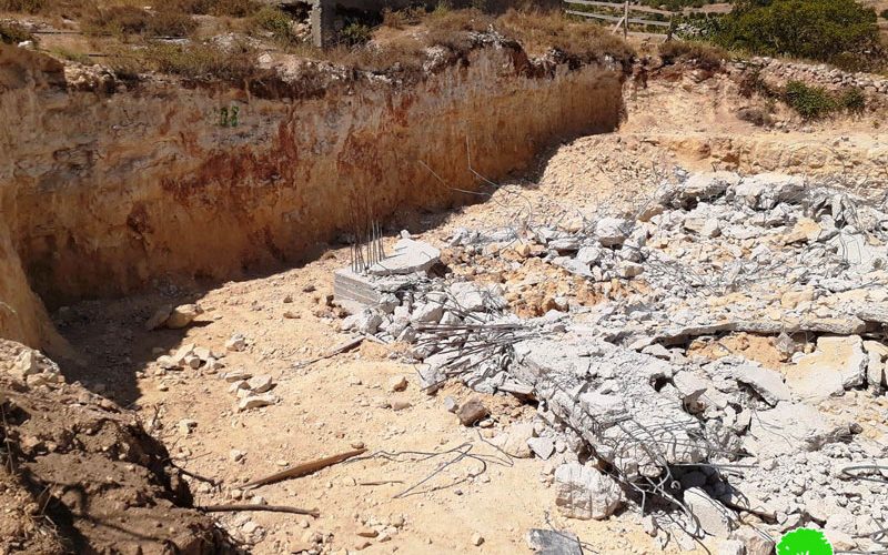 IOF demolish an under construction house in Beit Ummar /North Hebron