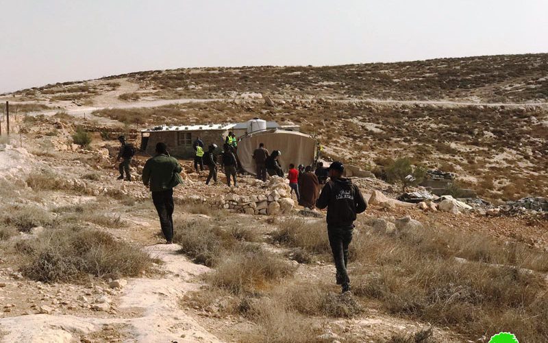 The Israeli occupation forces demolish structures in Masafer Yatta / Hebron governorate