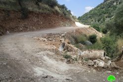 Ravaging a segment of an agricultural road North Deir Ghassana village/ Ramallah Governorate