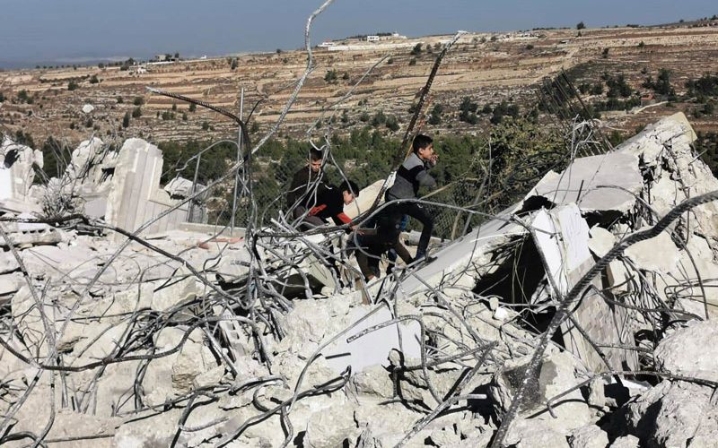 Under security claims , The Israeli occupation destroys 4 houses in Beit Kahil / North  Hebron
