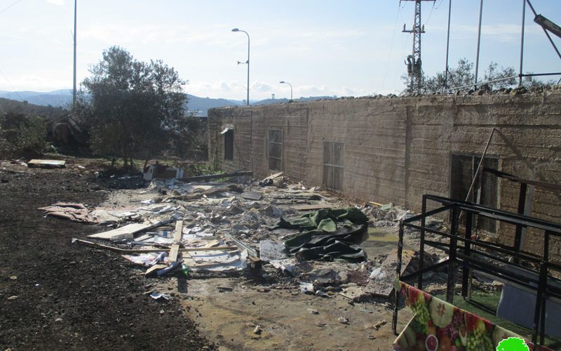 Demolishing a barracks in Ras Karkar village / Ramallah governorate