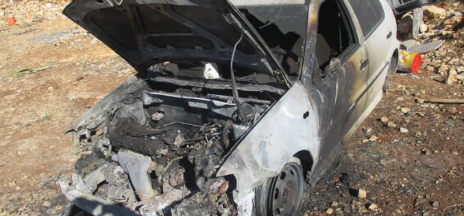 Writing hatred inciting slogans and torching two cars in Fara’ata village / Qlqilya governorate
