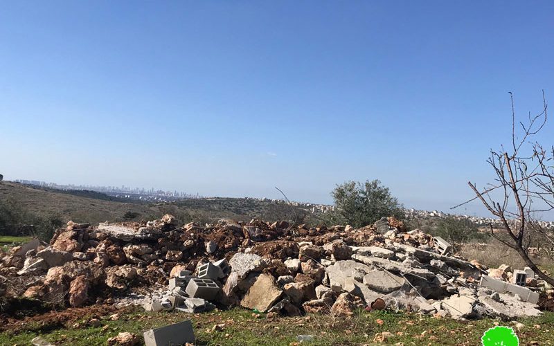 The Israeli occupation forces demolish a water harvest cistern in Az-Zawiya / Salfit