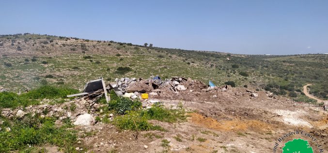 Demolishing an agricultural facility and a rainwater harvesting cistern in Az-Zawiya / Salfit governorate