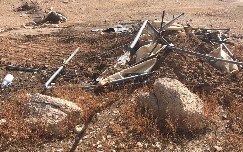 Demolishing agricultural and residential tents in Wad Al-Qelt / Jericho Governorate