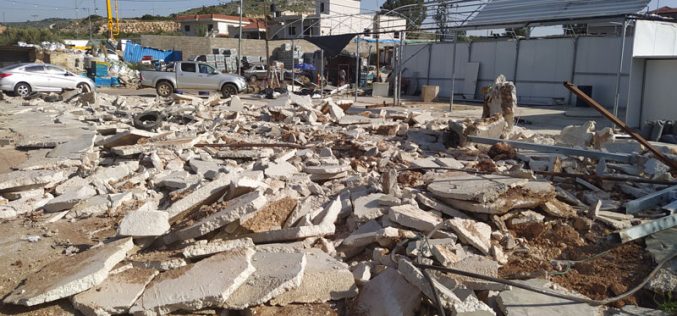 Israeli Violations in the time of Corona: Demolition of a car wash in Al-Lubban Al-Gharbi / North Ramallah