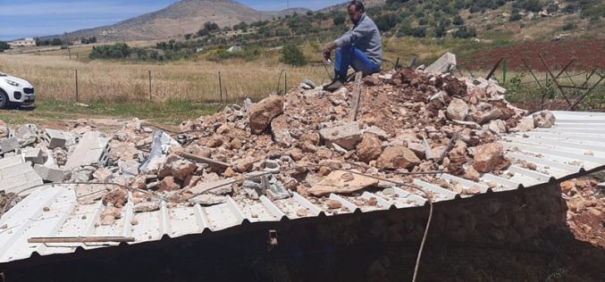 Demolishing an agricultural room and a water harvesting cistern in Al-Aqaba village / Tubas governorate