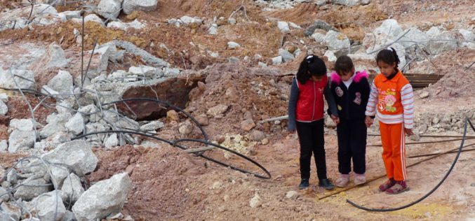 Destroying the foundations of a school in Birin south Bein Na’im / Hebron governorate