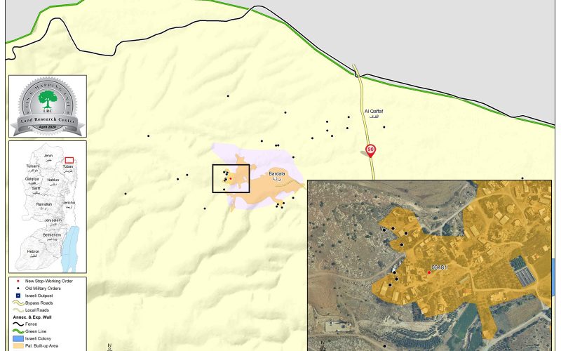 Halt of work notice target a house in Bardala village / Tubas governorate