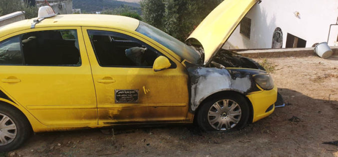 مستعمرون يحرقون مركبتين في قرية  فرعتا بمحافظة قلقيلية