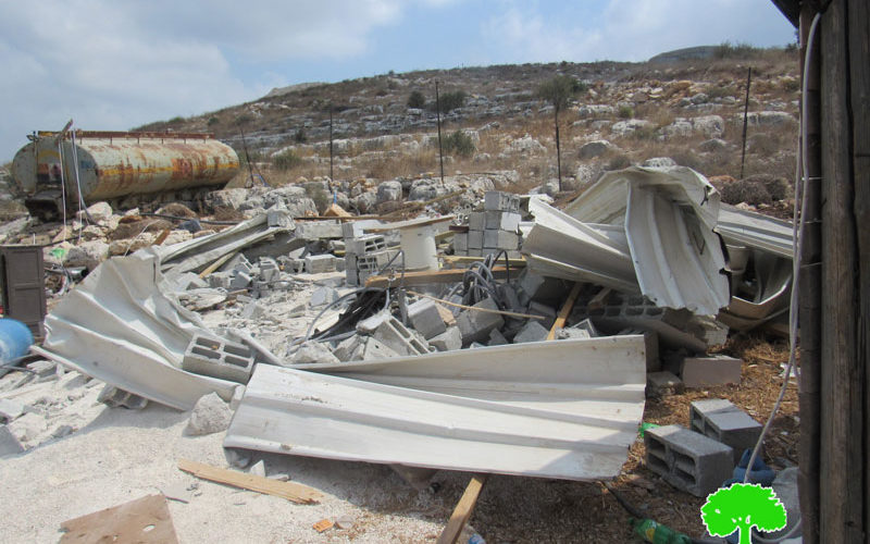 Demolishing a Residence and a Water Reservoir in Al-Faraseen Village / Jenin governorate